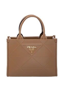 Prada сумка із натуральної шкіри коричнева жіноча 178672 - фото 1