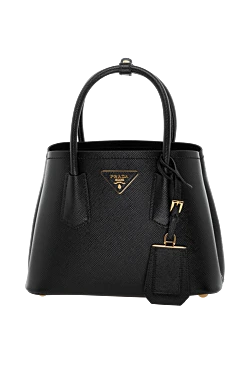 Prada жіноча чорна сумка з натуральної шкіри з логотипом 178679 - фото 1