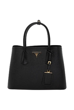 Prada жіноча чорна сумка з натуральної шкіри з логотипом 178681 - фото 1
