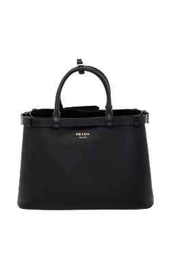 Prada жіноча чорна сумка з натуральної шкіри з логотипом 178689 - фото 1