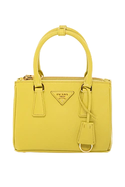 Prada сумка із натуральної шкіри жовта жіноча 178692 - фото 1