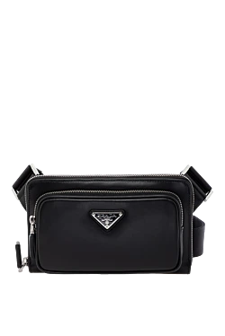 Prada сумка поясная мужская черная из натуральной кожи 178701 - фото 1