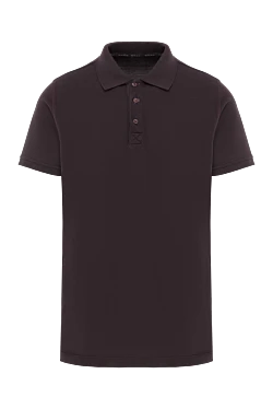 Kiton поло чоловіче коричневе з бавовни з гудзиками 178905 - фото 1