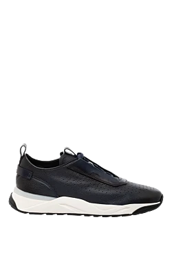 Santoni кроссовки синие мужские из натуральной кожи 179344 - фото 1