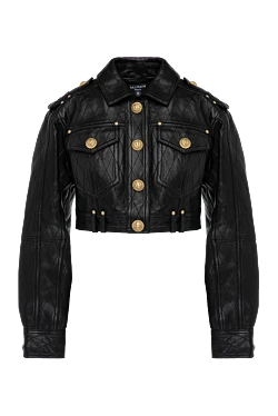 Balmain black women's jacket made of genuine leather 179743 - photo 1
