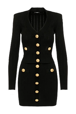 Balmain жіночий чорний костюм зі спідницею з фірмовими удзиками 179751 - фото 1