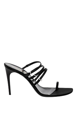 Saint Laurent женские черные босоножки из натуральной кожи с логотипом 179877 - фото 1