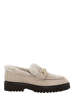 Doucal`s women's beige suede and fur loafers 179999 - photo 1