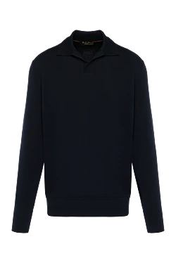 Loro Piana поло с длинным рукавом мужское синее из шерсти с длинным рукавом 180201 - фото 1