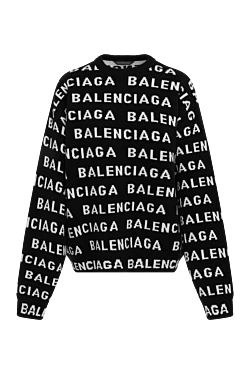 Balenciaga women's black wool and polyamide jumper with logo print 180452 - photo 1