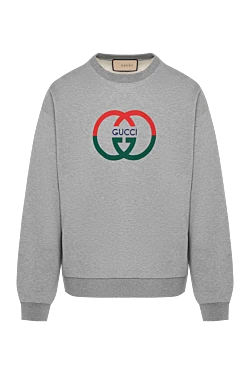 Gucci світшот чоловічий сірий з бавовною логотипом 180502 - фото 1