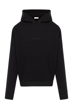 Saint Laurent худи мужское черное с логотипом из хлопка 180516 - фото 1