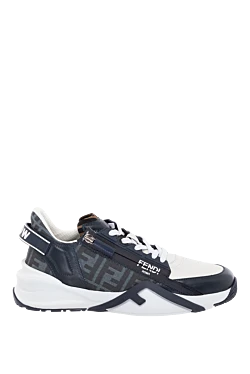 Fendi men's blue sneakers with zipper and laces 180562 - photo 1