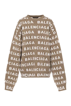 Balenciaga women's brown wool and polyamide jumper with logo print 180600 - photo 1