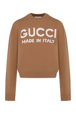 Gucci коричневий вовняний жіночий джемпер з логотипом. 180712 - фото 1