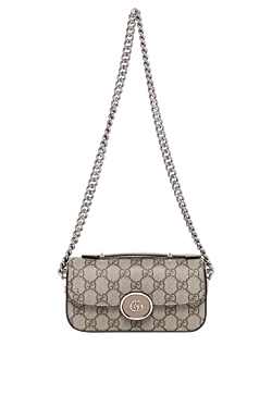 Gucci сумка на ланцюжку з бежевого текстилю 180741 - фото 1