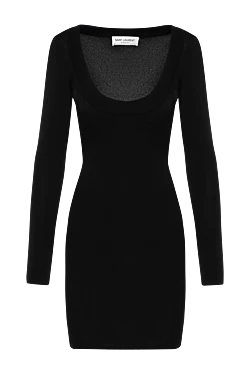 Saint Laurent платье черное с декольте 180744 - фото 1