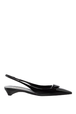 Prada кожаные босоножки черные с логотипом на подъеме 180804 - фото 1