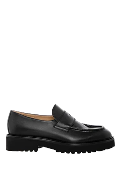 Doucal`s women's black leather loafers with embossed soles 180850 - photo 1