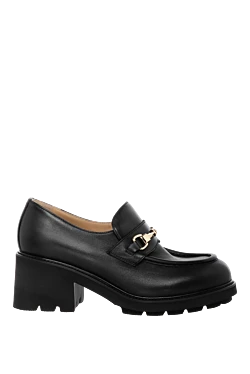 Doucal`s women's black leather loafers with embossed soles 180852 - photo 1