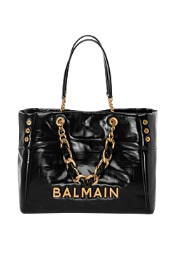 Balmain м'яка сумка-тоут із тисненої потрісканої телячої шкіри з монограмою pb labyrinth 181139 - фото 1