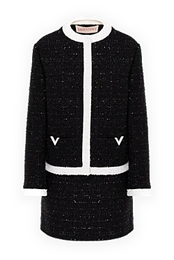 Valentino жіночий трикотажний костюм зі спідницею з чорним логотипом 181281 - фото 1