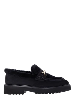 Doucal`s loafers for women suede black with fur 184660 - photo 1