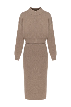 Fleur de Paris трикотажный костюм с юбкой миди коричневый 184769 - фото 1