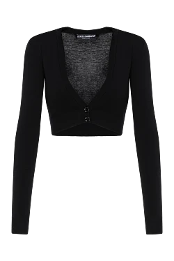 Dolce & Gabbana кардиган чорний короткий жіночий з декольте 184879 - фото 1