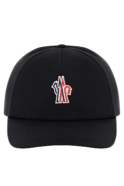 Moncler бейсболка чорна чоловіча з бавовною логотипом. 184948 - фото 1