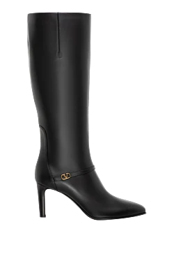 Valentino чорні шкіряні чоботи з гострим шкарпетками 184996 - фото 1