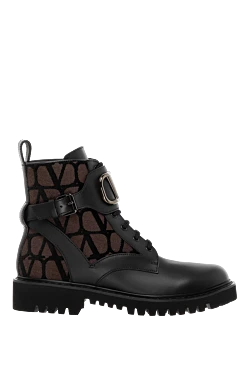 Valentino ботинки высокие черные кожаные с логотипом 184997 - фото 1