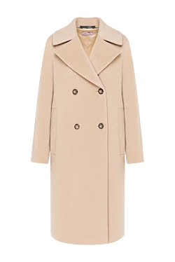 Fleur de Paris пальто двубортное бежевое из шерсти и ангоры женское 185015 - фото 1