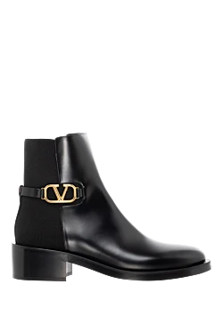 Valentino ботинки высокие кожаные на молнии черные с логотипом 185055 - фото 1