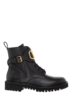 Valentino ботинки высокие черные кожаные с логотипом 185201 - фото 1