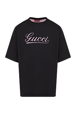 Gucci футболка мужская черная оверсайз с логотипом 185212 - фото 1
