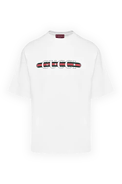 Gucci футболка белая мужская с логотипом из хлопка 185213 - фото 1