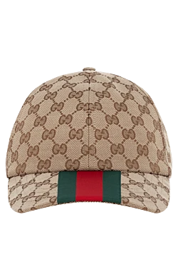 Gucci бейсболка lido мужская коричневая с логотипом 185221 - фото 1
