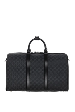 Gucci сумка-дафл из текстиля с орнаментом gg серая 185224 - фото 1
