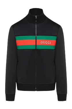 Gucci кофта спортивная черная с логотипом и лентой web 185228 - фото 1