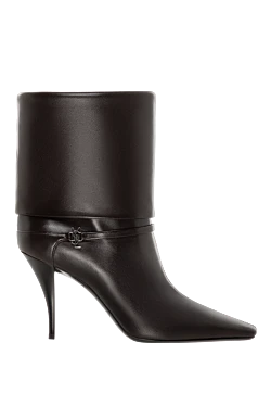 Saint Laurent женские ботинки черные кожаные на высоком каблуке 185422 - фото 1