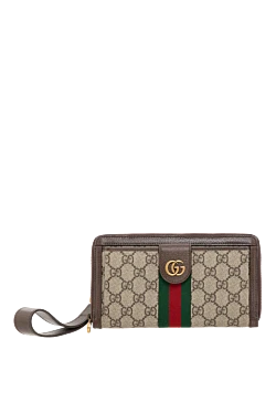 Gucci мужская сумка-клатч ophidia gg коричневая 185520 - фото 1