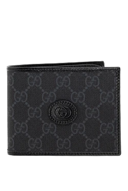 Gucci портмоне мужское черное с логотипом 185521 - фото 1