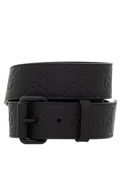 Gucci широкий ремень с тиснением черный мужской 185523 - фото 1