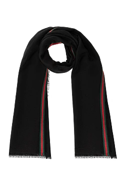Gucci черный шарф мужской с бахромой 185534 - фото 1