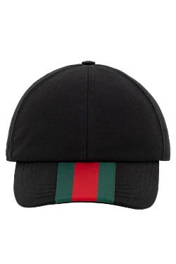 Gucci кепка мужская черная из хлопка с логотипом 185545 - фото 1