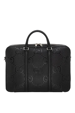 Gucci портфель с орнаментом jumbo gg мужской черный 185549 - фото 1