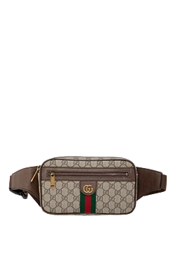 Gucci мужская поясная сумка ophidia gg коричневая 185557 - фото 1