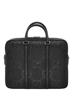 Gucci портфель из кожи с отделением для ноутбука черный 185563 - фото 1