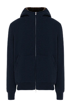 Svevo men's cashmere jacket with fur, blue, with hood 185597 - photo 1